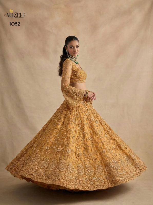 Bridal Wear 1082 BANGLORI SILK yellow Bridal lehenga choli wholesale
